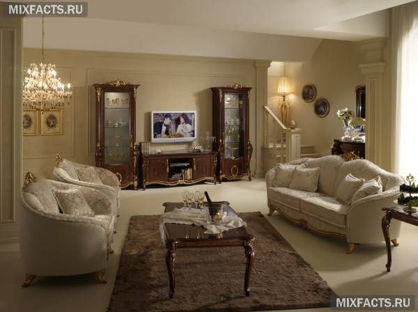 Дизайн вітальні в класичному стилі (фото)
