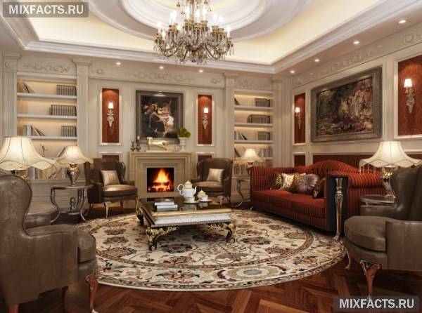 Дизайн вітальні в класичному стилі (фото)