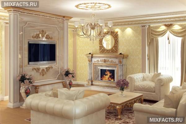 Дизайн вітальні в класичному стилі (фото)